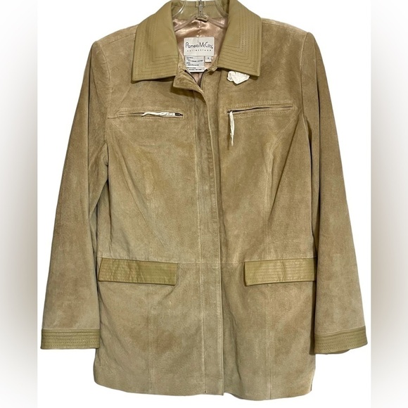 Pamela McCoy Collection Camel Suede Leather Jacket - Picture 1 of 9